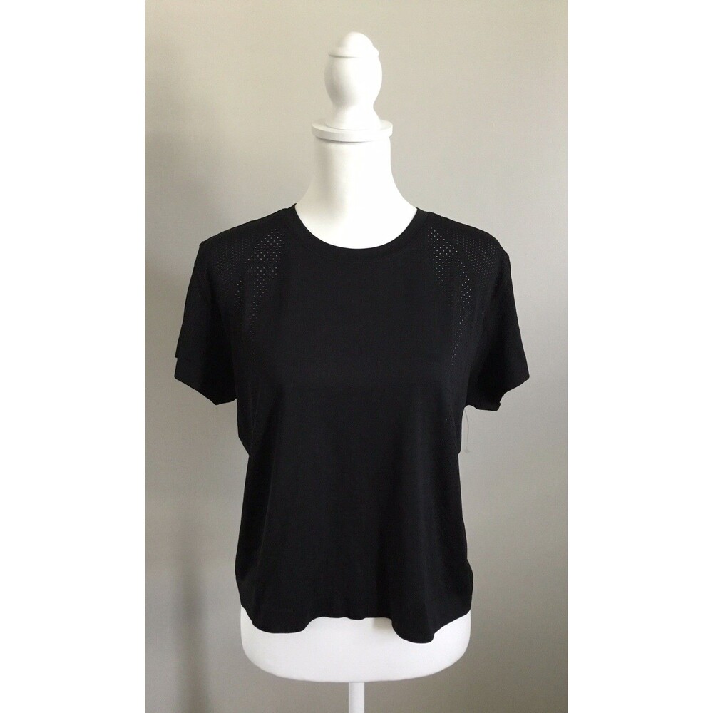 Women's Old Navy Black M Fluid Seamless Fitted T Shirt Sz Medium Breathable - Picture 2 of 12